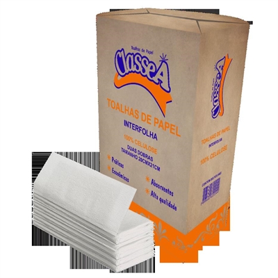 Papel Toalha interfolhado - Classe A 100% celulose 20x21cm/ 1.000 folhas 