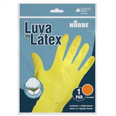 Luva de borracha Latex tamanho P(amarela)- Nobre